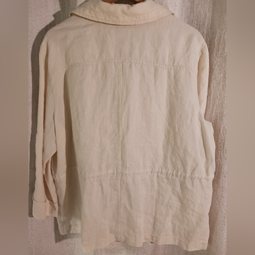 JM Collection Cream Button-Front Teddy Jacket - Picture 5 of 11